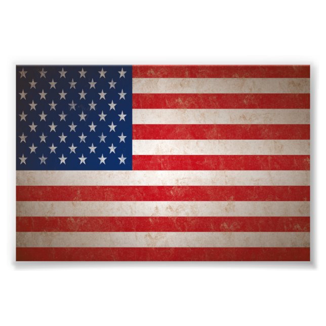Foto Sm. Vintage Grunge Style American Flag Photo Impre (Frente)