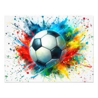 Foto Soccer Ball with Colorful Paint Splatter