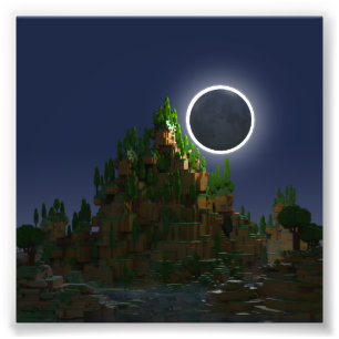Foto Sombra arte poli de Voxel da lua da baixa