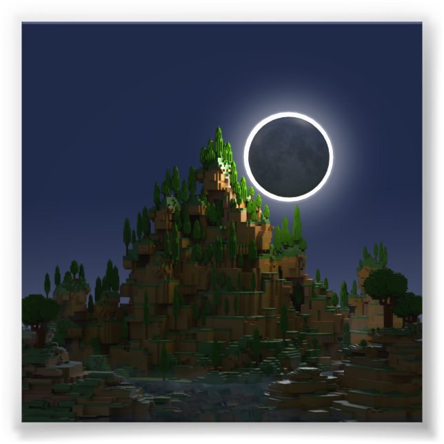 Foto Sombra da Baixo Poli da Lua Arte Voxel (Frente)