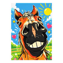 Sorriso Engraçado de Cavalo Desenho Animado Arte d