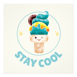 Foto Sorvete em Cone de Aquarela Stay Cool Pastel