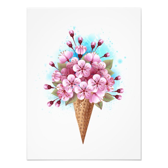 Foto Sorvete Waffle Rosa Sakura Cone (Frente)