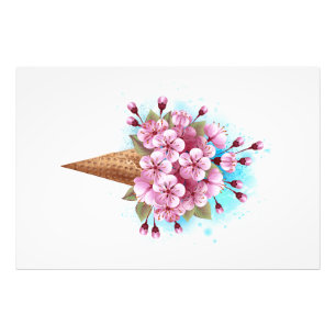 Foto Sorvete Waffle Rosa Sakura Cone
