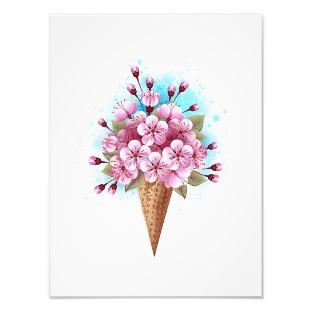 Foto Sorvete Waffle Rosa Sakura Cone (Frente)