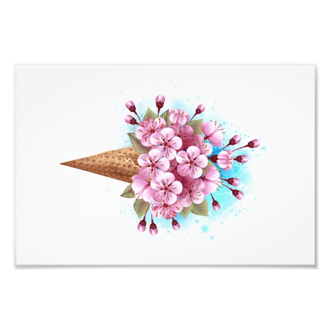 Foto Sorvete Waffle Rosa Sakura Cone (Frente)