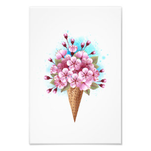 Foto Sorvete Waffle Rosa Sakura Cone