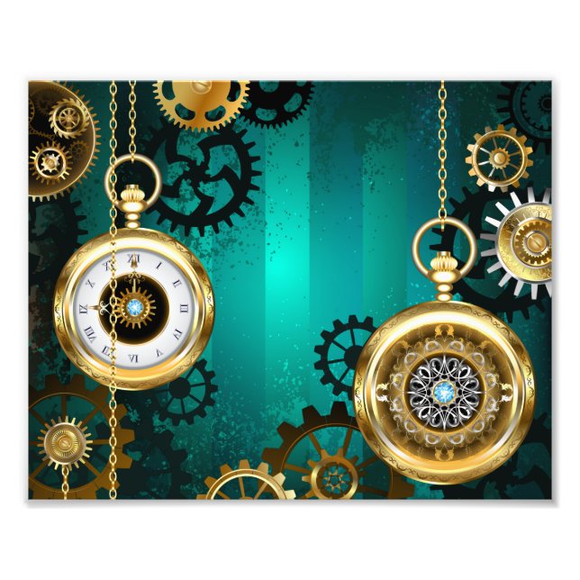 Foto Steampunk Jewelry Watch em um fundo verde (Frente)