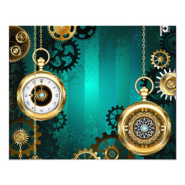 Foto Steampunk Jewelry Watch em um fundo verde (Frente)