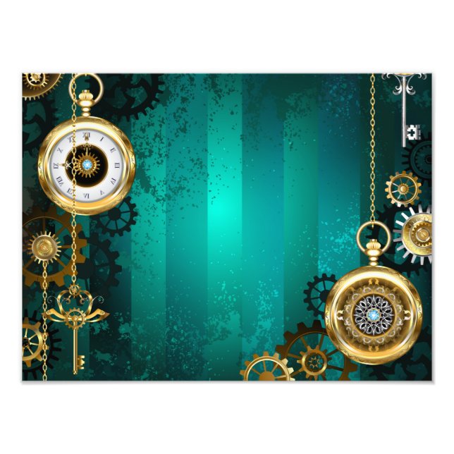 Foto Steampunk Jewelry Watch em um fundo verde (Frente)
