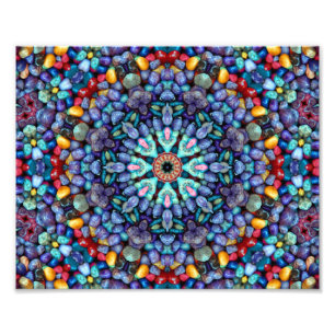 Foto Stone Wonage Vintage Blue Fractal Kaleidoscope
