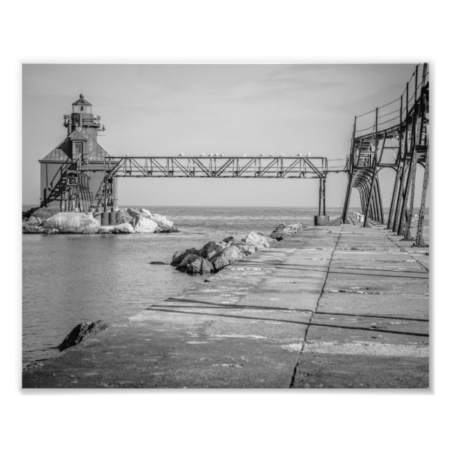 Foto Sturgeon Bay Lighthouse Pier Black and White (Frente)