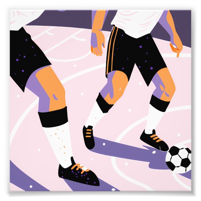 Foto Stylized Football Players Dribbling a Soccer Ball (Frente)