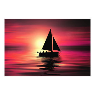 Foto Sunset, Barco à vela no mar-39186