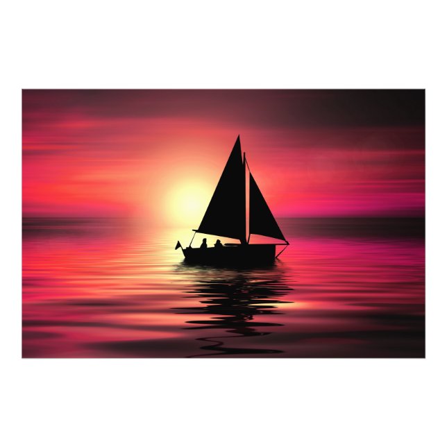 Foto Sunset, Barco à vela no mar-39186 (Frente)