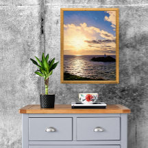 Sunset Dramático sobre Farol Godrevy, Cornwall