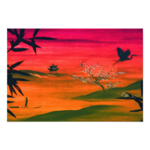 FOTO SUNSET JAPONÊS LANDSCAPE ART IMPRESSÃO