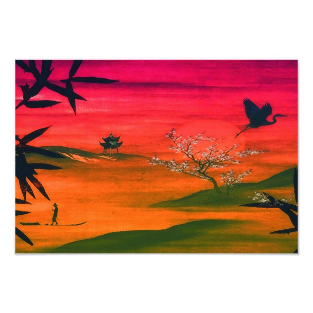FOTO SUNSET JAPONÊS LANDSCAPE ART IMPRESSÃO (Frente)
