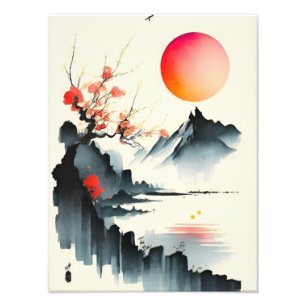 Foto Sunset Japonês sobre os Blossomas de Cereja