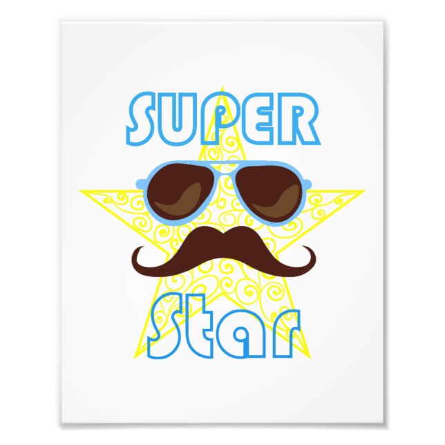 Foto Super Star de óculos de sol e bigode (Frente)