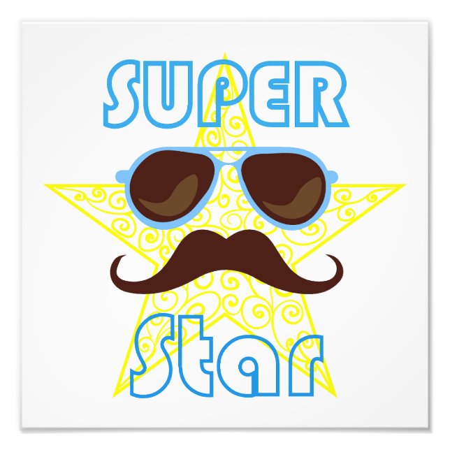 Foto Super Star de óculos de sol e bigode (Frente)