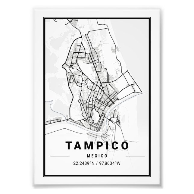 Foto Tampico - México - Mapa da Cidade Ligeira (Frente)