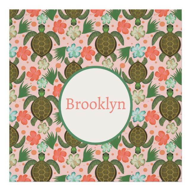 Foto Tartaruga do Mar e Enfermeira Floral Rosa-Rosa do  (Frente)