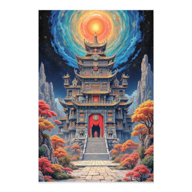 Foto Templo Pagode Mística Sob o Céu Celestial (Frente)