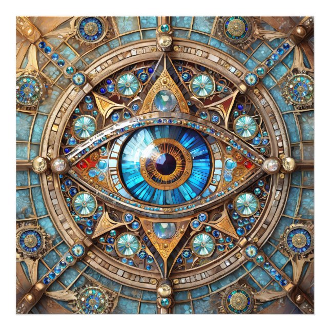 Foto Terceiro Olho - Turquesa Blue Dourado Mandala (Frente)