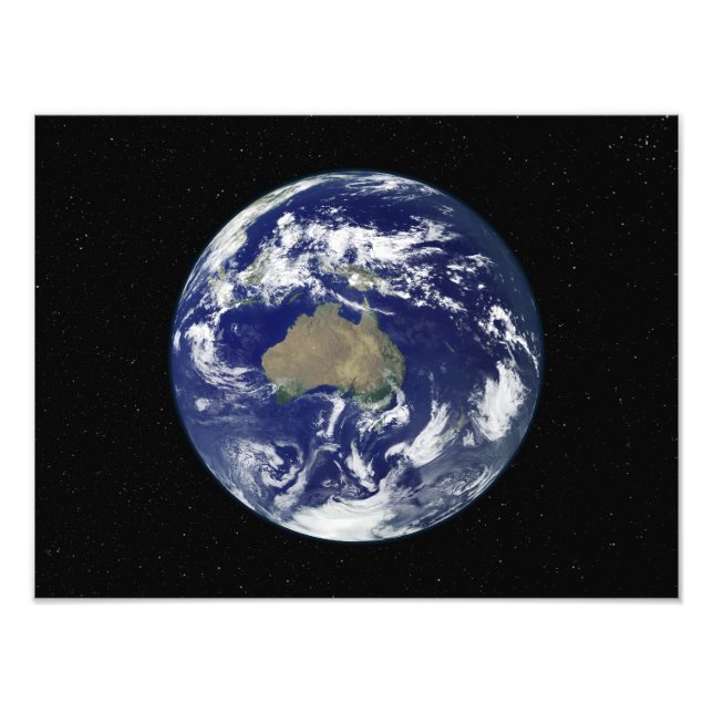 Foto Terra totalmente iluminada centrada na Austrália e (Frente)