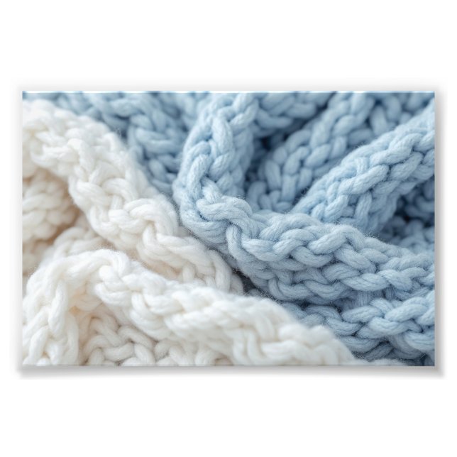 Foto Textura de Lã Azul e Branco Trançada e Aconchegant (Frente)