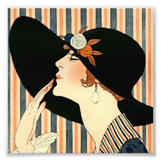 Foto "The Black Hat" Art Deco de George Barbier (Frente)