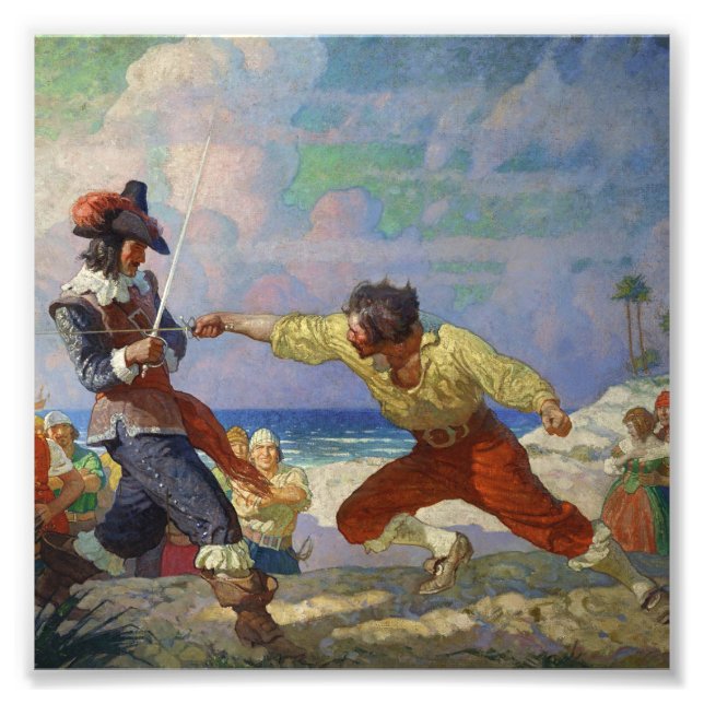 Foto "The Duel on Beach", por NC Wyeth (Frente)
