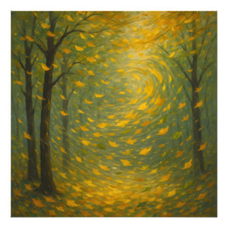 Foto The Golden Autumn Dance: A Vortex of Falling Leave