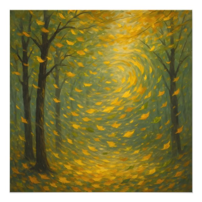 Foto The Golden Autumn Dance: A Vortex of Falling Leave (Frente)