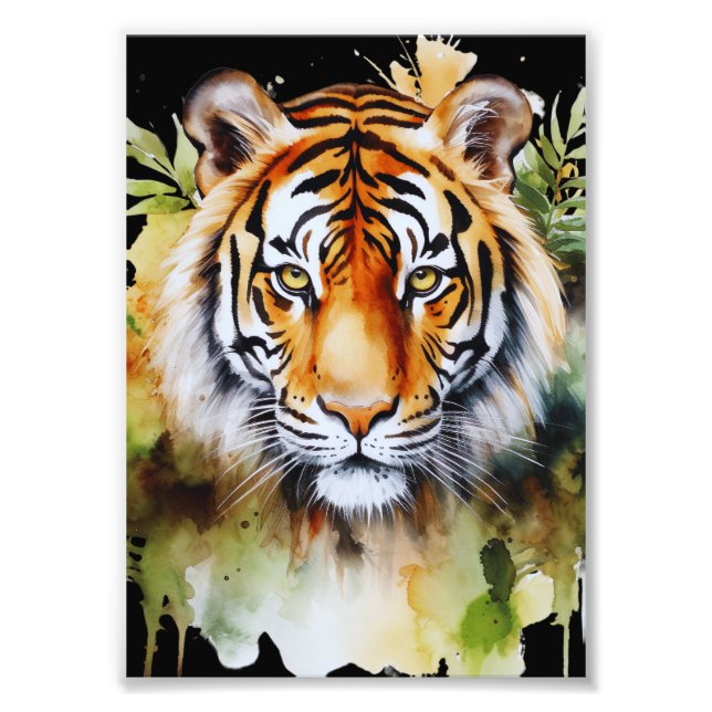 Foto Tiger Pastel Flowers Safari Watercolor Savannah (Frente)