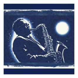 Foto Toca Sax Jazz Blues Músico Notas Musicais Azul