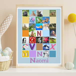 Foto Toddler Alphabet Animal Poster Personalizado