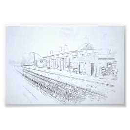 Foto Todmorden Railway Station Minimalist Pencil Sketch