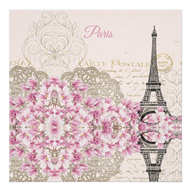 Foto Torre Eiffel, Magnolia Rosa de Paris (Frente)