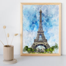 Torre Eiffel Paris França Aquarela