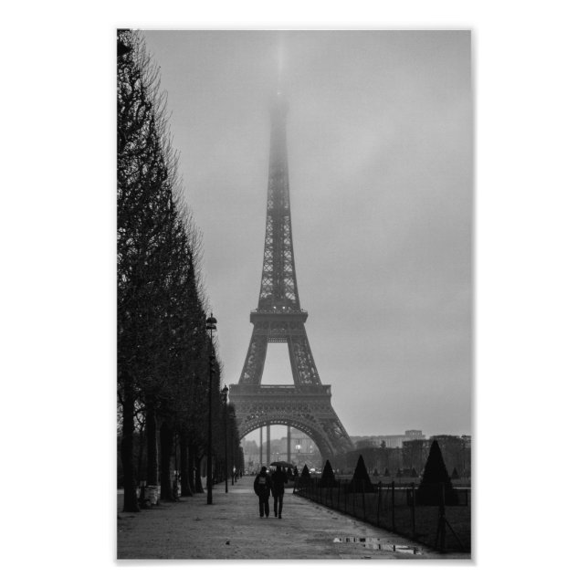 Foto Torre Eiffel Paris no inverno - preto e branco - (Frente)
