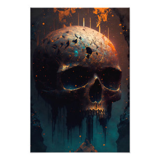 Foto Totenkopf mit Apokalyptischem Hintergrund