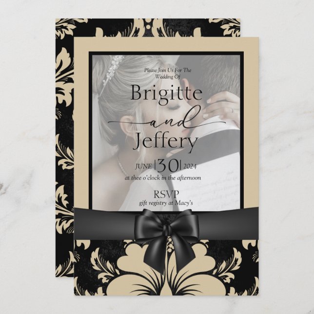 Foto tradicional de convite de casamento tan e pre (Frente/Verso)