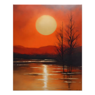 Foto Tranquil Sunset Sobre Lago Calm