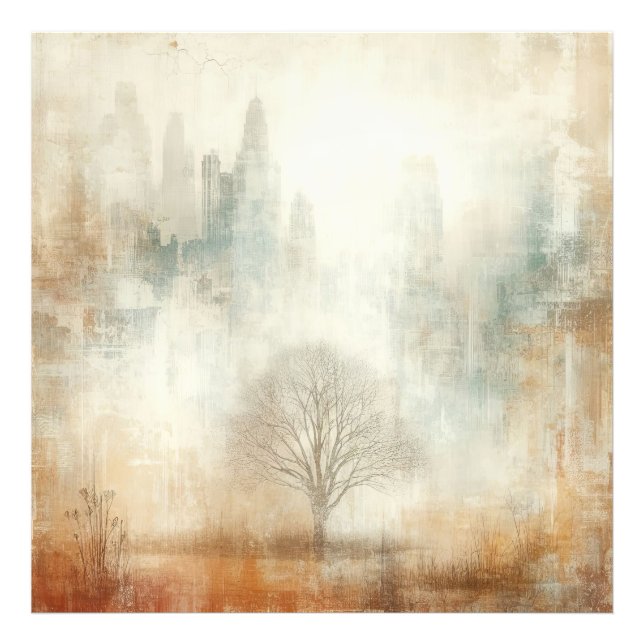 Foto Tree In A City Scape Old Photo Graphic Design (Frente)