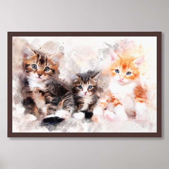Foto Três gatinhos lindos e bonitos aquarela (Criador carregado)