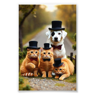 Foto Três gatos laranja e um cachorro no Estúdio da Est
