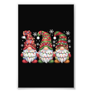 Foto Três Gnomos Xadrez de Búfalo Vermelho Natal