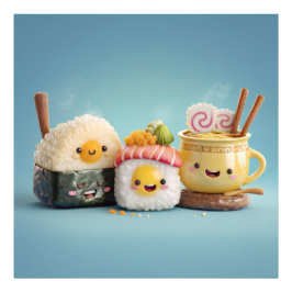Foto Trio de Sushi Azul Kawaii